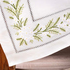 Λινό Τραπεζομάντηλο Αιγαίον Μαργαρίτα "The Κέντημα Project" 140X180 White